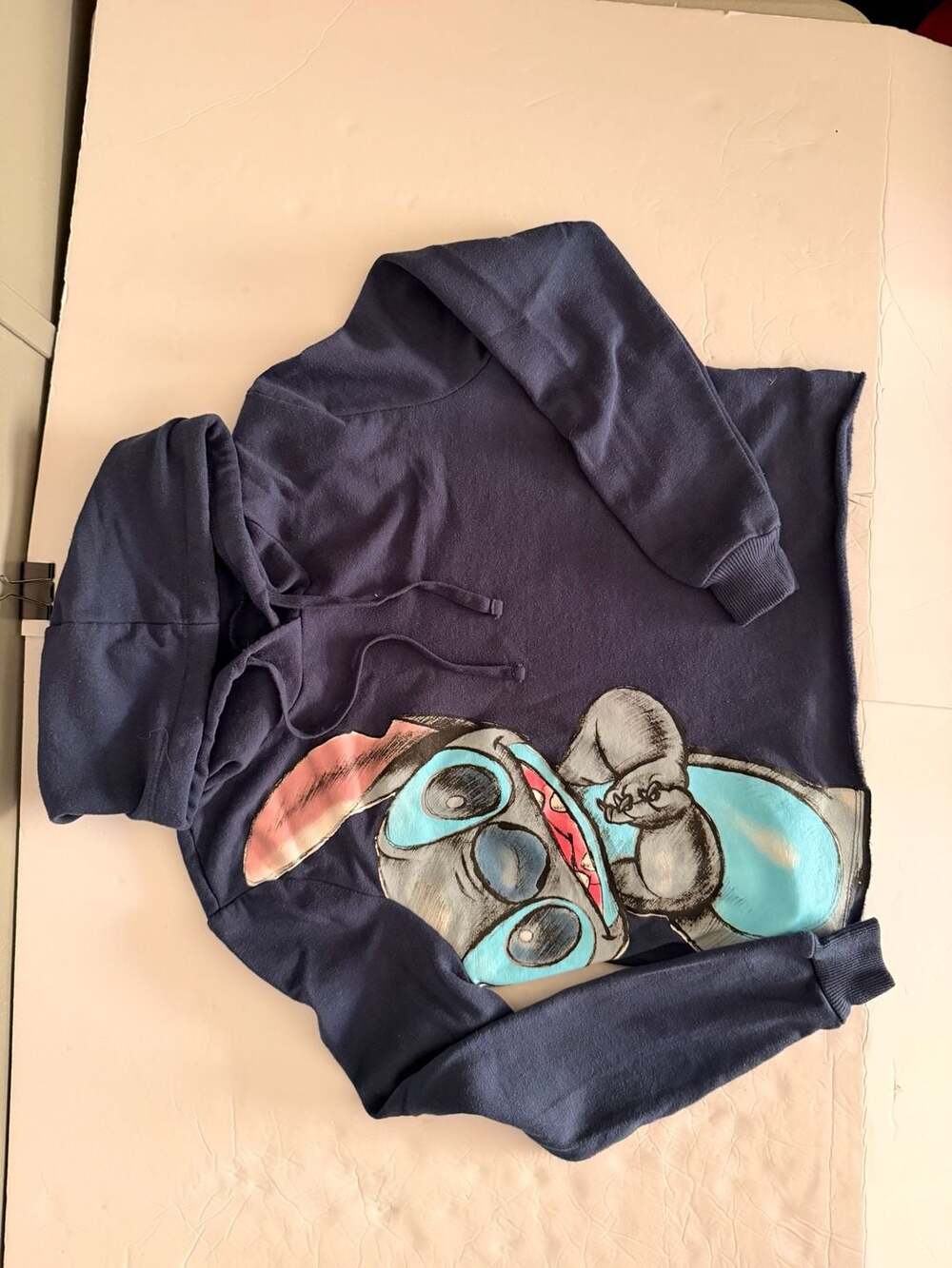 Disney Lilo & Stitch Navy Blue Raw Hem Crop Hoodie